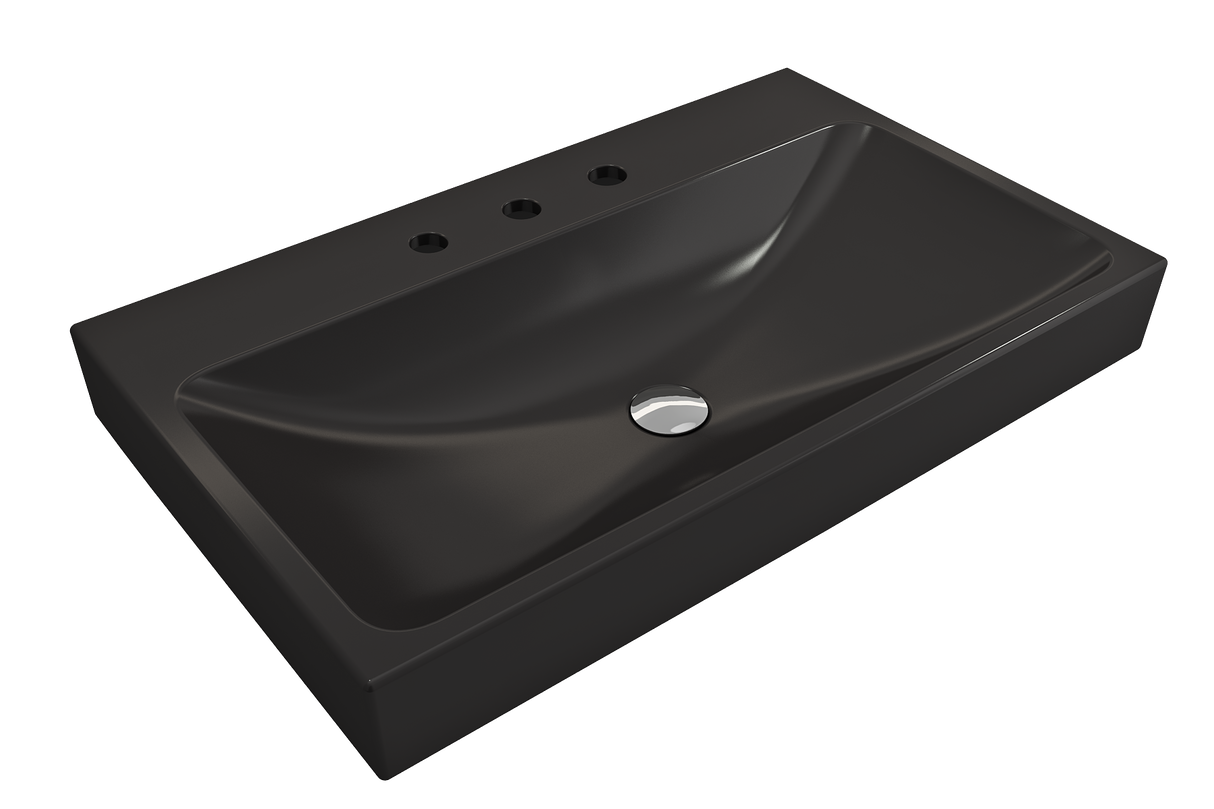 BOCCHI 1078-004-0127 Scala Arch Wall-Mounted Sink Fireclay 32 in. 3-Hole in Matte Black