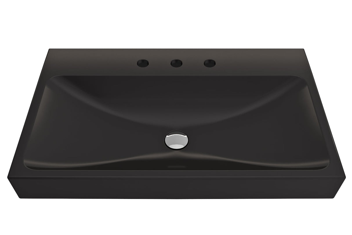 BOCCHI 1078-004-0127 Scala Arch Wall-Mounted Sink Fireclay 32 in. 3-Hole in Matte Black
