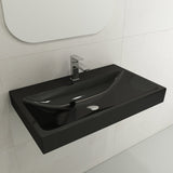 BOCCHI 1078-005-0126 Scala Arch Wall-Mounted Sink Fireclay 32 in. 1-Hole in Black