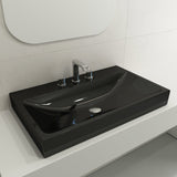 BOCCHI 1078-005-0127 Scala Arch Wall-Mounted Sink Fireclay 32 in. 3-Hole in Black