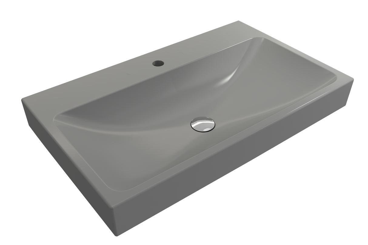 BOCCHI 1078-006-0126 Scala Arch Wall-Mounted Sink Fireclay 32 in. 1-Hole in Matte Gray
