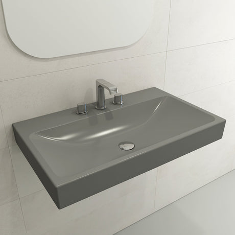 BOCCHI 1078-006-0127 Scala Arch Wall-Mounted Sink Fireclay 32 in. 3-Hole in Matte Gray