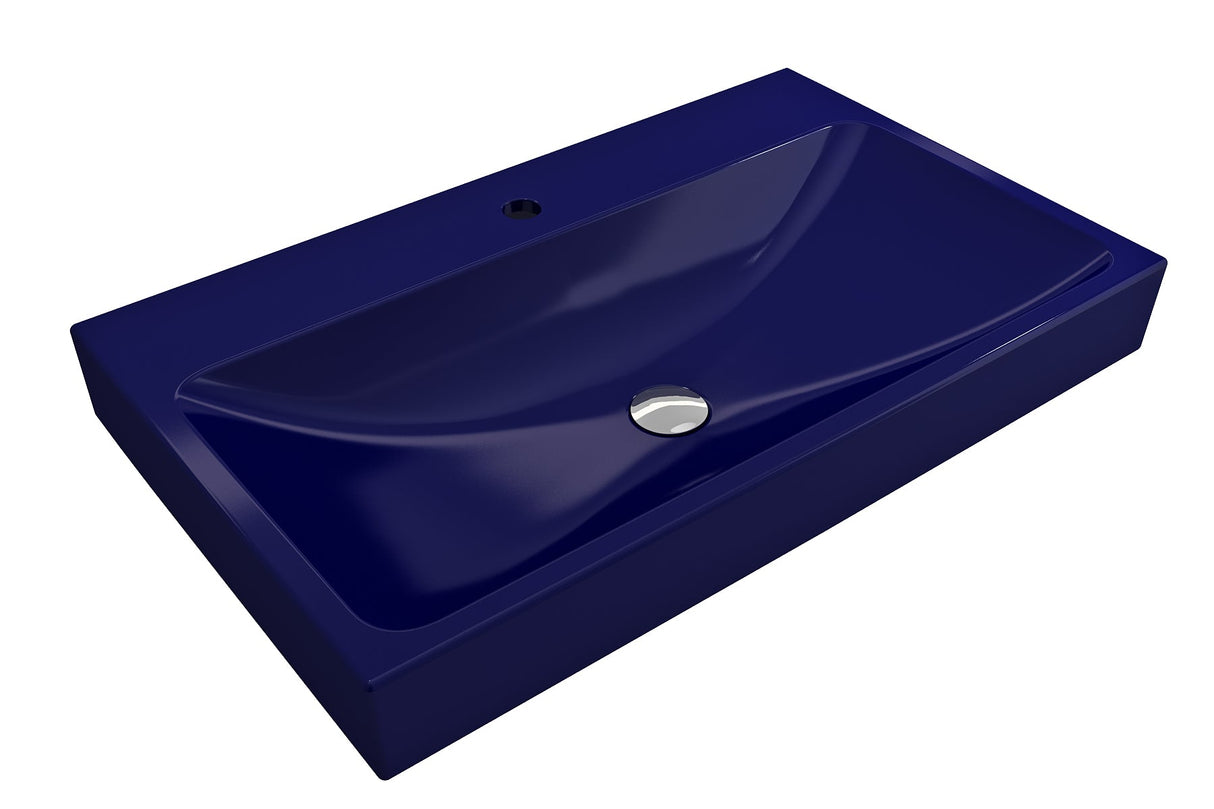 BOCCHI 1078-010-0126 Scala Arch Wall-Mounted Sink Fireclay 32 in. 1-Hole in Sapphire Blue