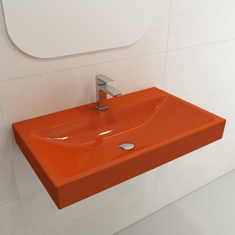 BOCCHI 1078-012-0126 Scala Arch Wall-Mounted Sink Fireclay 32 in. 1-Hole in Orange