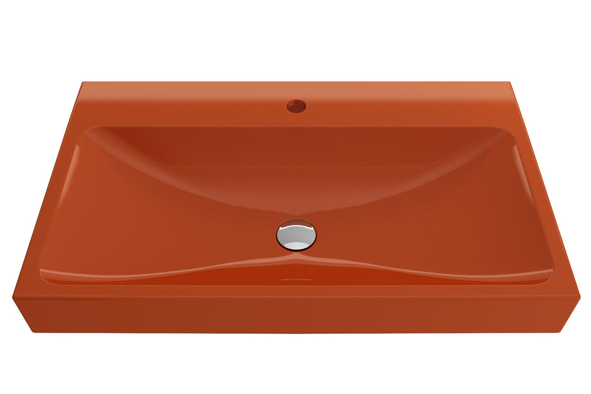 BOCCHI 1078-012-0126 Scala Arch Wall-Mounted Sink Fireclay 32 in. 1-Hole in Orange