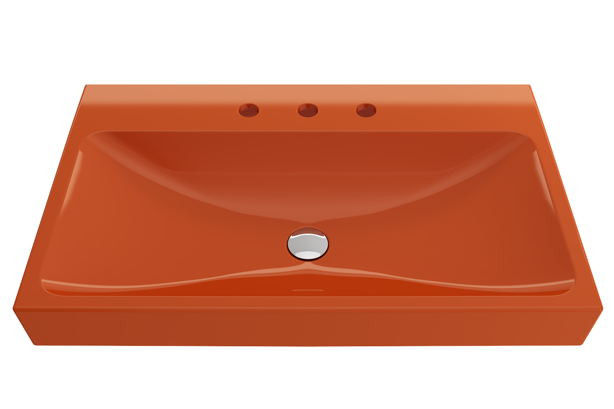 BOCCHI 1078-012-0127 Scala Arch Wall-Mounted Sink Fireclay 32 in. 3-Hole in Orange