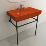 BOCCHI 1078-012-0127 Scala Arch Wall-Mounted Sink Fireclay 32 in. 3-Hole in Orange