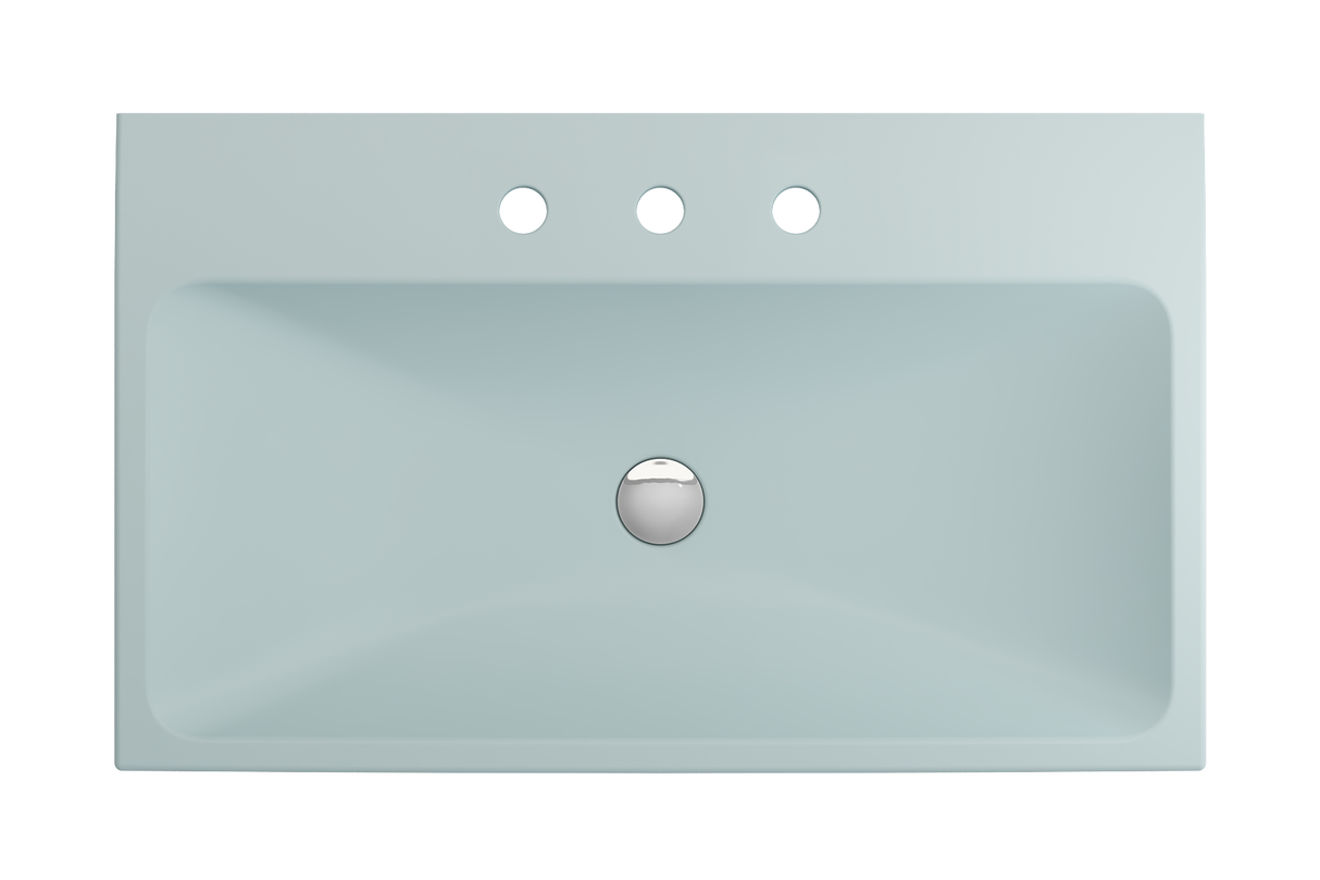BOCCHI 1078-029-0127 Scala Arch Wall-Mounted Sink Fireclay 32 in. 3-Hole in Matte Ice Blue