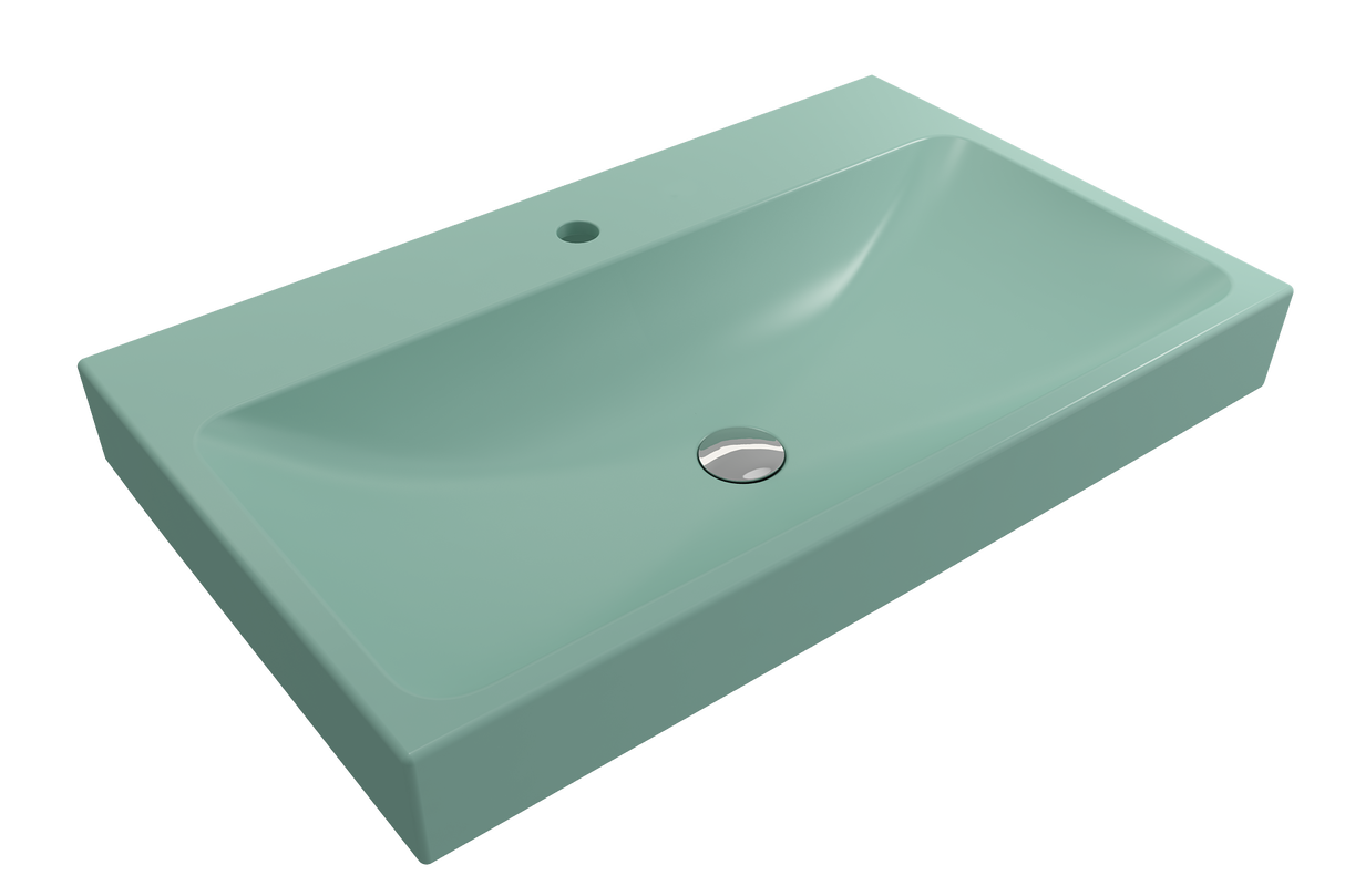 BOCCHI 1078-033-0126 Scala Arch Wall-Mounted Sink Fireclay 32 in. 1-Hole in Matte Mint Green