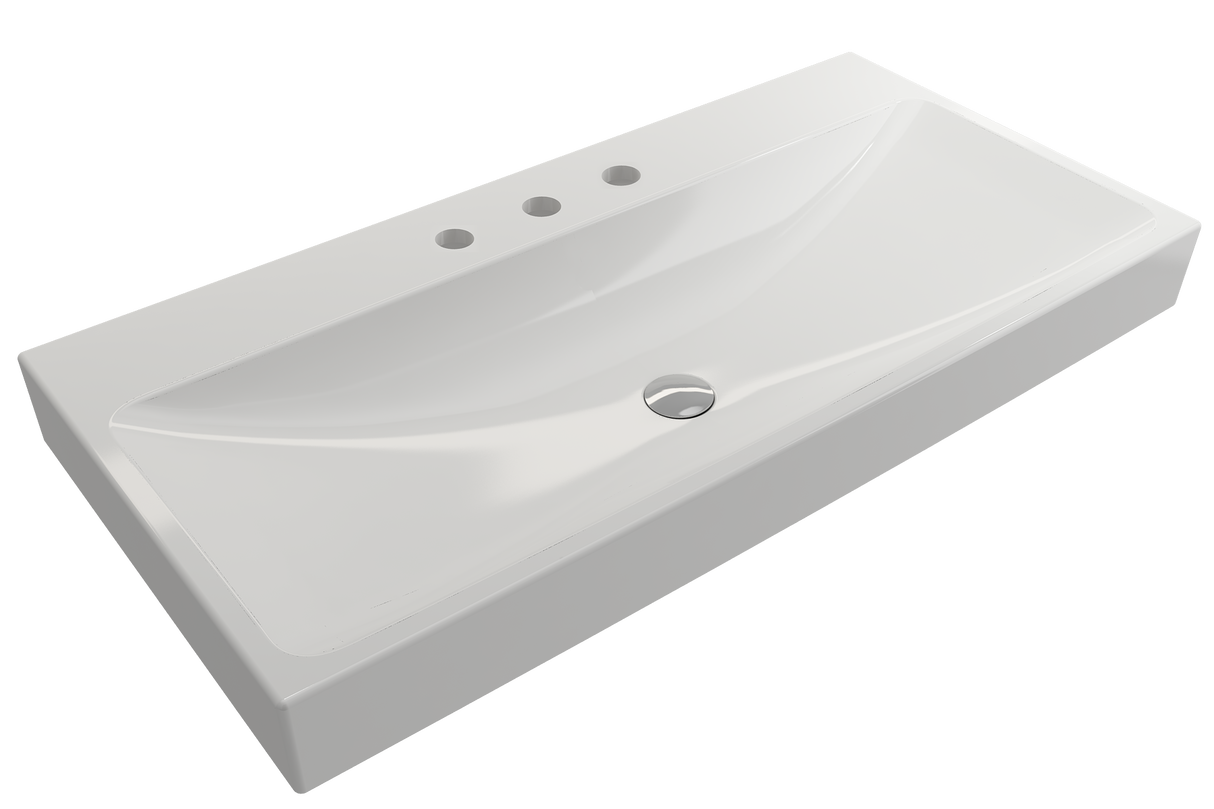 BOCCHI 1079-001-0127 Scala Arch Wall-Mounted Sink Fireclay 39.75 in. 3-Hole in White