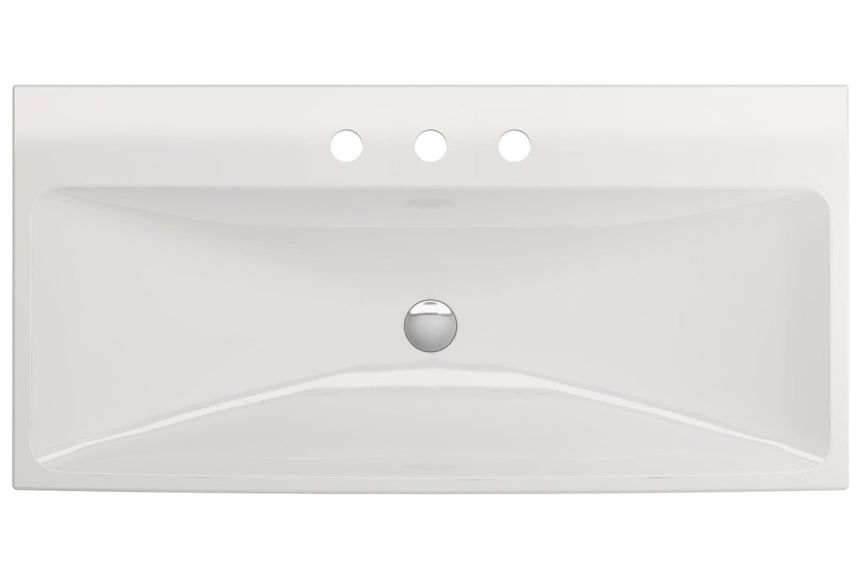 BOCCHI 1079-001-0127 Scala Arch Wall-Mounted Sink Fireclay 39.75 in. 3-Hole in White