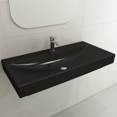 BOCCHI 1079-004-0126 Scala Arch Wall-Mounted Sink Fireclay 39.75 in. 1-Hole in Matte Black