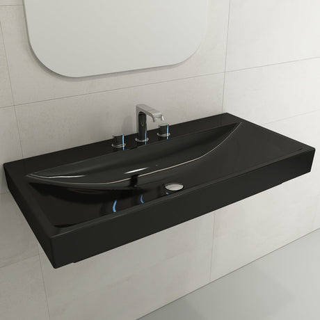 BOCCHI 1079-005-0127 Scala Arch Wall-Mounted Sink Fireclay 39.75 in. 3-Hole in Black