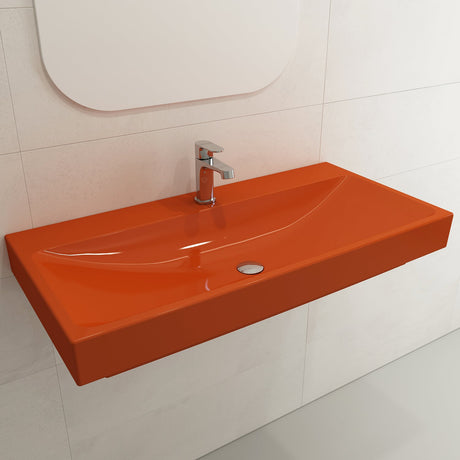 BOCCHI 1079-012-0126 Scala Arch Wall-Mounted Sink Fireclay 39.75 in. 1-Hole in Orange
