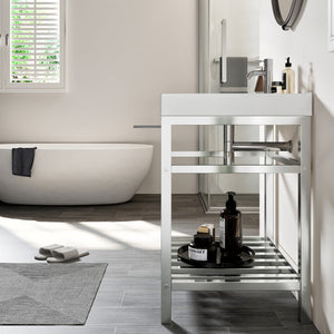 Stone 24 in. White Single Sink Bath Vanity with Porcelain Top and Integrated Sink