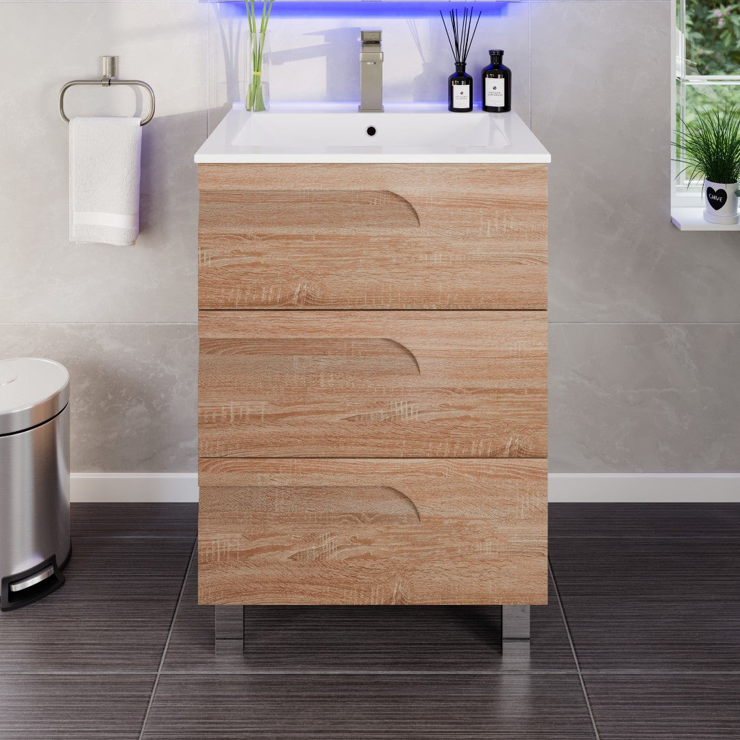 Joy 24 in. Maple Single Sink Bath Vanity with Porcelain Top and Integrated Sink