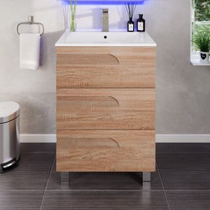 Joy 24 in. Maple Single Sink Bath Vanity with Porcelain Top and Integrated Sink