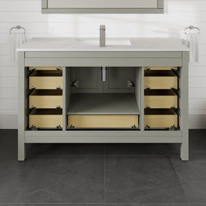 London 54 in. Gray Single Sink Bath Vanity with Carrara Quartz Top and Undermount Porcelain Sink