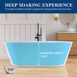 New England Home Goods 67" Wide-Rim Oval Freestanding Bathtub – Minimalist Solid Surface Soaking Tub