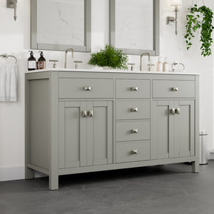 Artemis 60 in. Gray Double Sink  Bath Vanity with Engineered Top and Undermount Porcelain Sinks