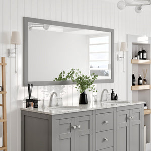 Eviva New York 60" x 30" Rectangular Gray Wooden Framed Mirror