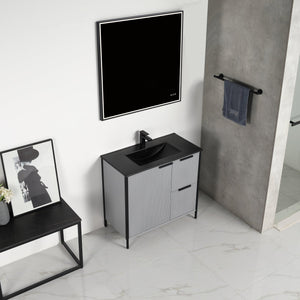 Blossom Zurich 36" Vanity – Glossy White & Metal Grey with Soft-Close Drawers & Ample Storage