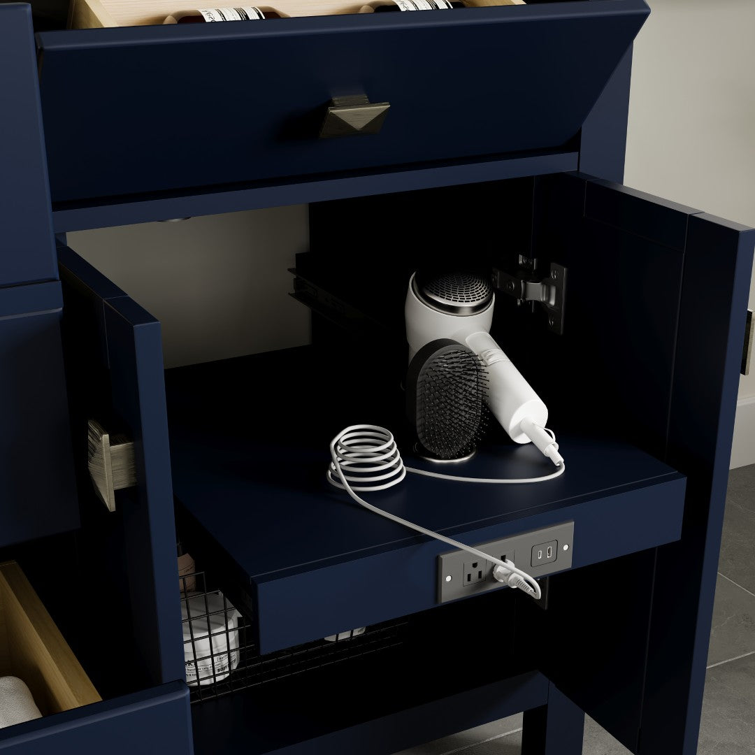 Artemis 60 in. Blue Double Sink  Bath Vanity with Engineered Top and Undermount Porcelain Sinks
