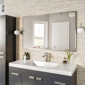 Eviva Sax 48" x 30" Rectangular Chrome Metal Framed Mirror