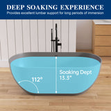 New England Home Goods Manaslu 59" Freestanding Tub in Gray - Stone Resin Solid Surface