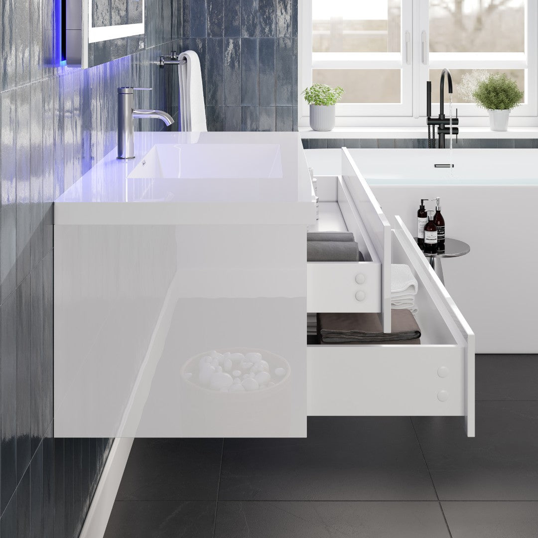 Surf 36 in. White Wall Mount Single Sink Bath Vanity with Acrylic Top and Integrated Sink