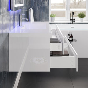 Surf 36 in. White Wall Mount Single Sink Bath Vanity with Acrylic Top and Integrated Sink