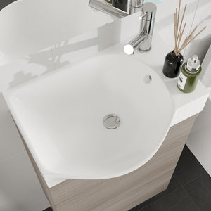 Tiny 18 in. Gray Wall Mount Single Sink Bath Vanity with Porcelain Top and Integrated Sink