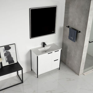 Blossom Zurich 36" Vanity – Glossy White & Metal Grey with Soft-Close Drawers & Ample Storage