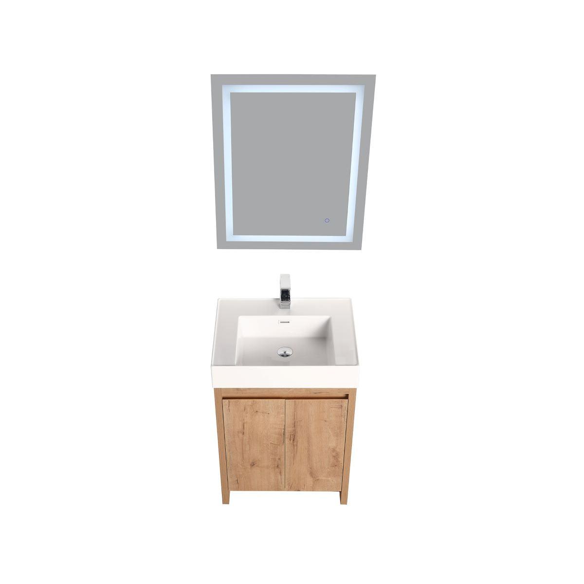 Blossom Capri 24″ Vanity with Dual LED Illumination - Glossy White & Classic Oak
