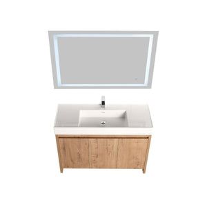 Blossom Capri 48″ Single sink Vanity with Dual LED Illumination - Glossy White & Classic Oak