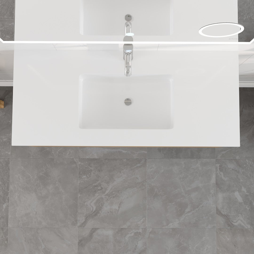 Madeira 48 in. Oak Wall Mount Single Sink Bath Vanity with Acrylic Top and Integrated Sink