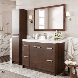 Eviva Sun 48" x 30" Rectangular Rosewood Wooden Framed Mirror
