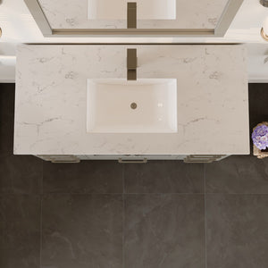 London 42 in. Gray Single Sink Bath Vanity with Carrara Quartz Top and Undermount Porcelain Sink