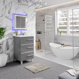 Deluxe 20 in. Gray Single Sink Bath Vanity with Porcelain Top and Integrated Sink