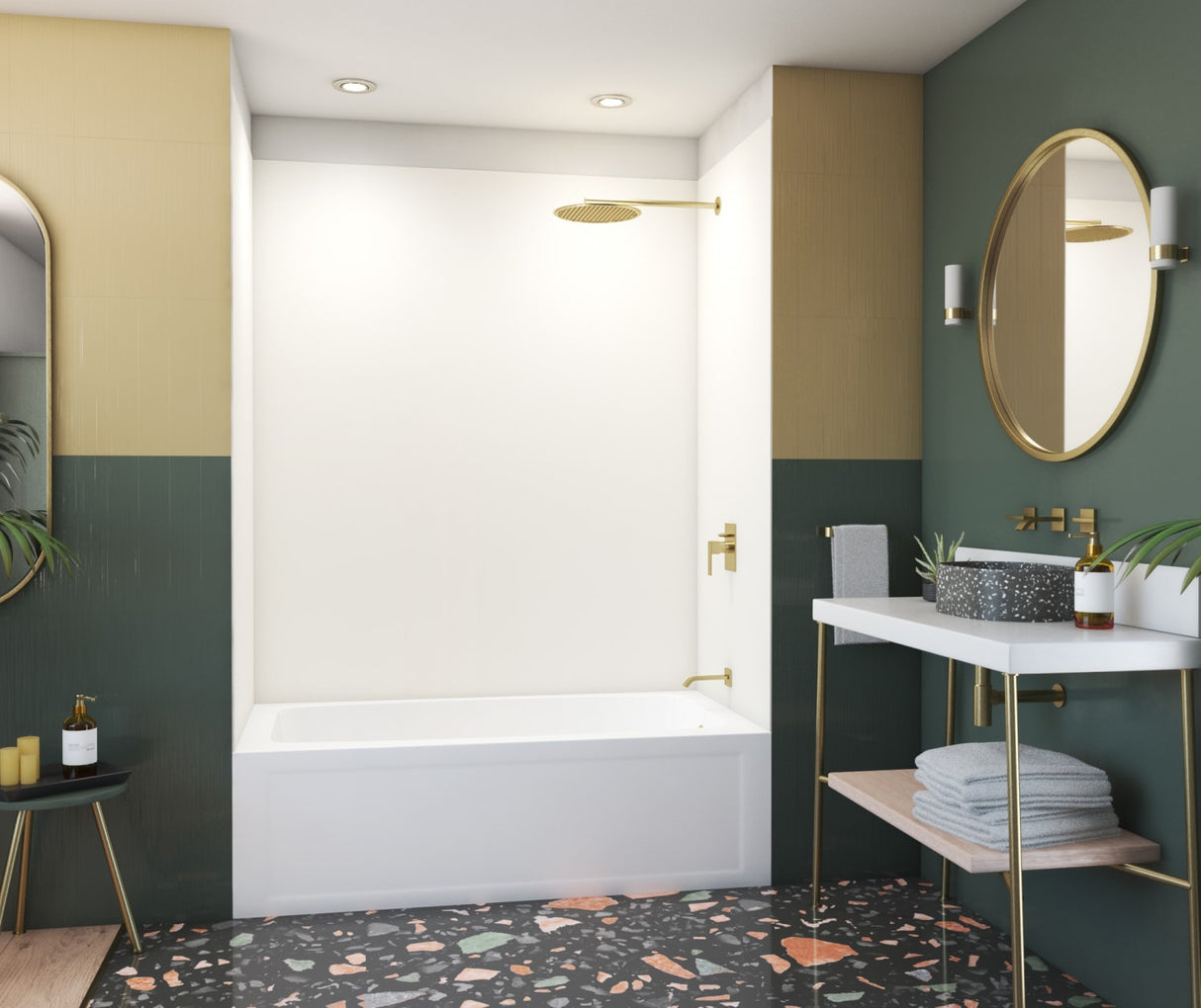Swanstone SMMK72-3650 36 x 50 x 72 Swanstone Smooth Glue up Bathtub and Shower Wall Kit in White SMMK723650.010