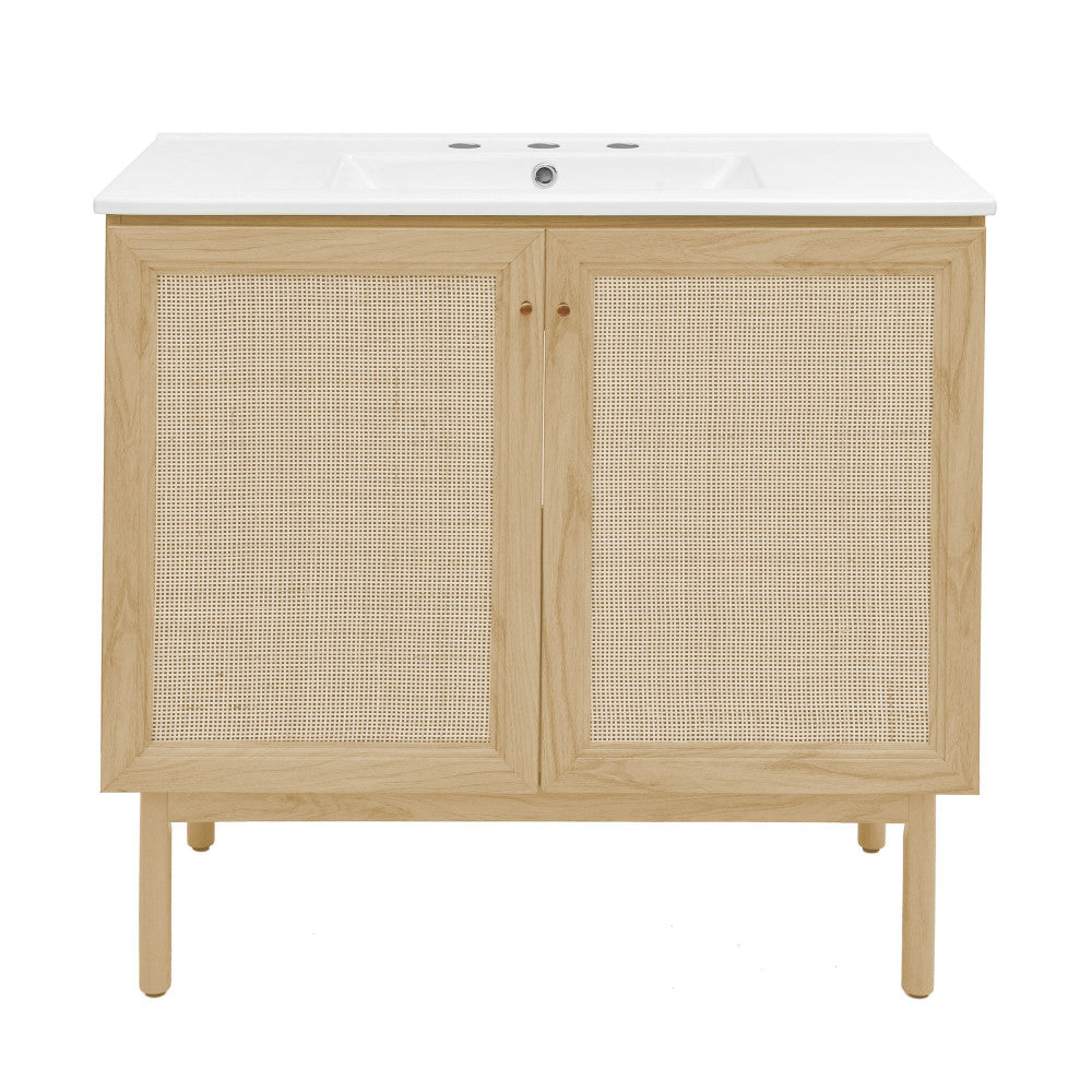 Classe 36" Freestanding Bathroom Vanity in Natural Oak with 3-Hole Widespread Sink Top