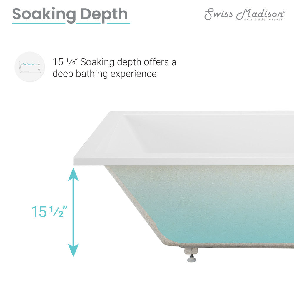 Voltaire 60"x 30" Reversible Drain Drop-In Bathtub