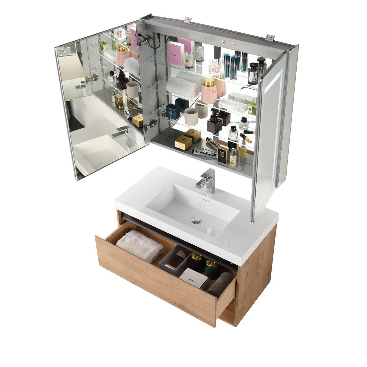 Blossom Bergen 36" Vanity with Dual LED Illumination - Adjustable Lighting and Soft-Close Drawer