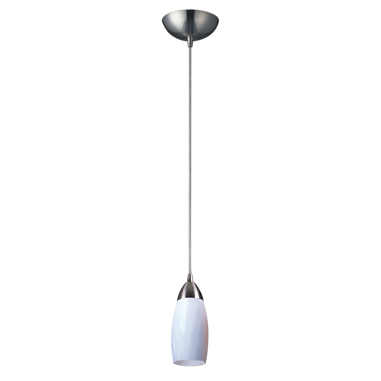 Elk 110-1WH-LED Milan 3'' Wide 1-Light Pendant - Satin Nickel with Simple White Glass (LED)