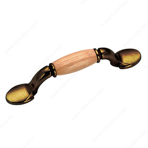 Richelieu 3801BB252 Traditional Wood and Metal Pull - 3801BB, Burnished Brass / Rustic Oak, 8/32 in (Not Included)