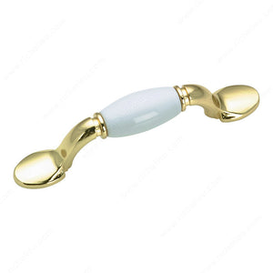 Richelieu BP380213030 Traditional Metal and Ceramic Pull - 3802, Brass / White