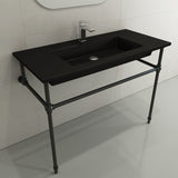 BOCCHI 1105-004-0126 Ravenna Wall-Mounted Sink Fireclay 40.5 in. 1-Hole with Overflow in Matte Black