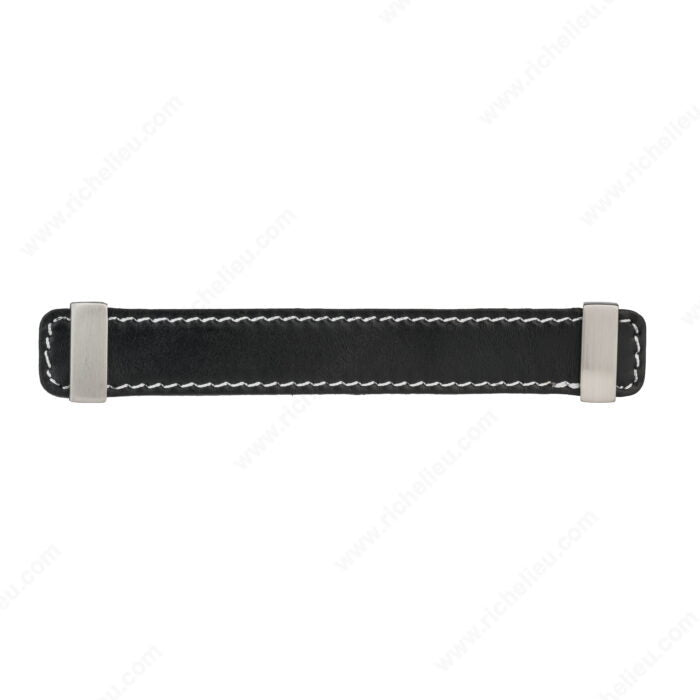 Richelieu 74536616019590 Modern Leather Pull - 7453, Black / Brushed Nickel