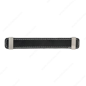 Richelieu 74536616019590 Modern Leather Pull - 7453, Black / Brushed Nickel