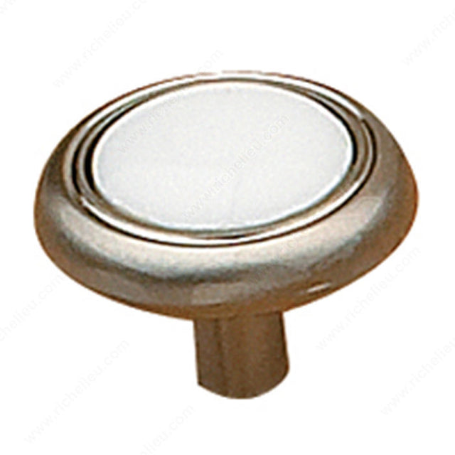 Richelieu BP381619530 Eclectic Brushed Nickel and Ceramic Knob - 3816